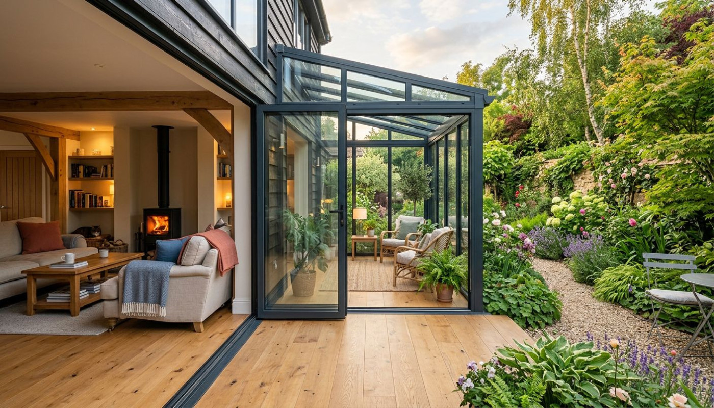 Comment une véranda relie-t-elle les espaces de vie intérieurs et extérieurs ?